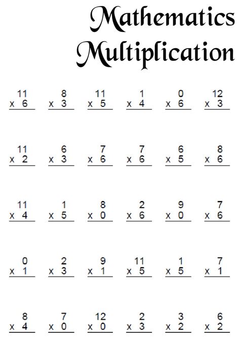 Multiplication Drill x3, x4 and x6 worksheet