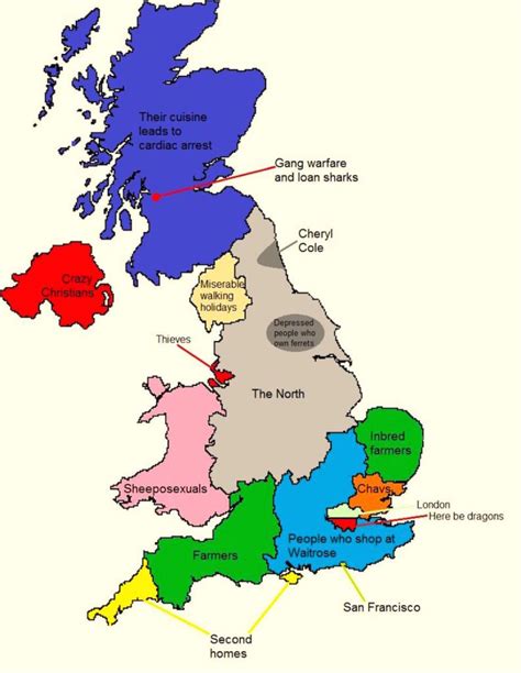 A Map Of Silly British Stereotypes According To North Londoners