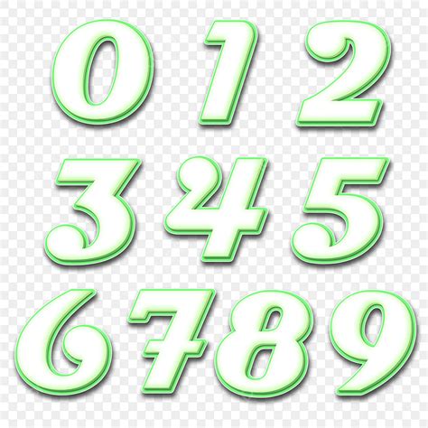 Numbers In 3d Vector White And Green 3d Numbers 3d Numbers
