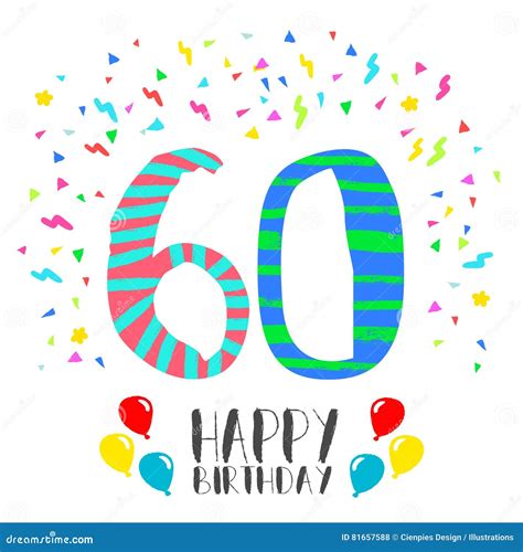 Happy Birthday For 60 Year Party Invitation Card Stock Vector