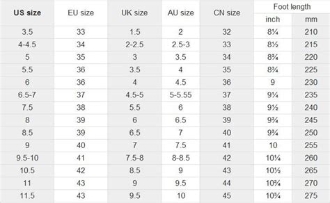 Shoe Size Chart China To Us