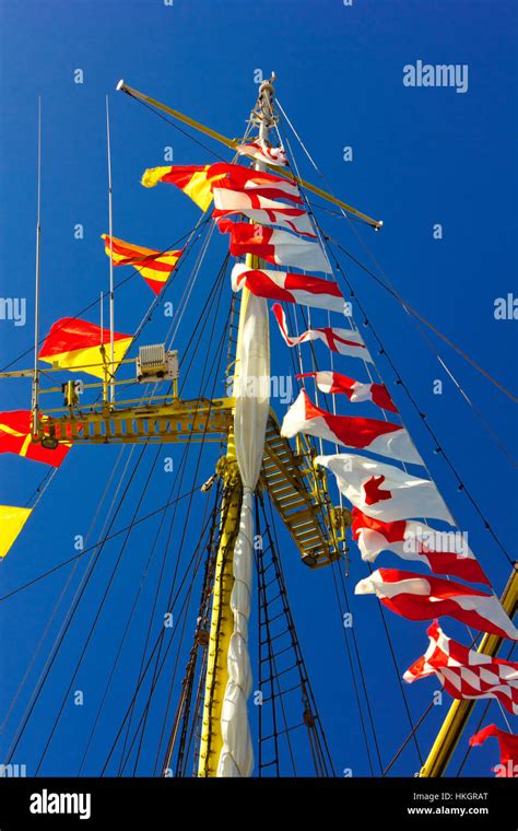 Masts Of Sailing Boat Stock Photo Alamy