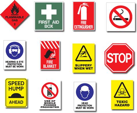 Health And Safety Signs And Symbols For A Workshop