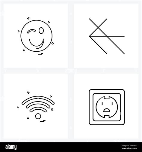 Simple Set Of 4 Line Icons Such As Emoji Wife Naughty Direction Internet Vector Illustration