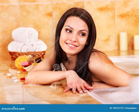 Woman Take Bubble Bath Stock Image Image Of Bathing 19972179