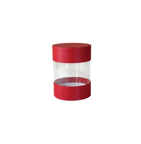 Clear Plastic Packaging Cylinder 5th Ave Red 3 38 X 2 5