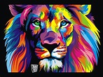 colorful, Black Background, Animals, Artwork, Digital Art, Lion ...