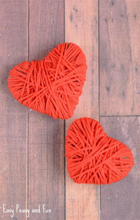 Yarn Wrapped Hearts Craft Valentines Day Crafts Easy Peasy And Fun