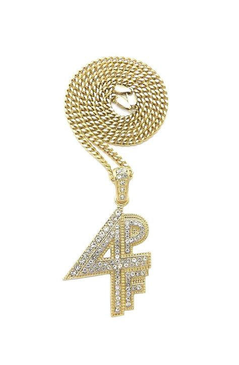 Lil Baby 4pf Pendant And 18 Cuban Chain Full Iced Hip Hop Necklace Gold
