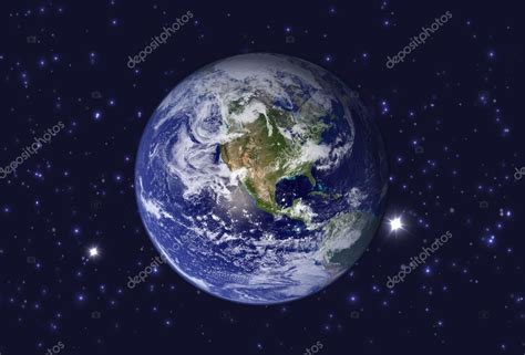 High Resolution Planet Earth View The World Globe From Space In A Star