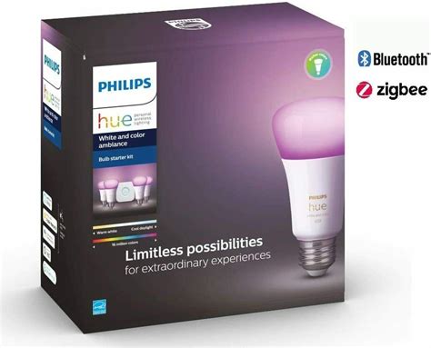 Philips Hue White And Color Ambiance A19 Led 4 Bulb Starter Kit
