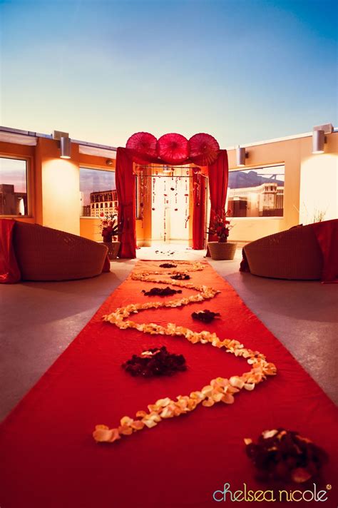 For the american bride and groom, the wedding ceremony, complete with the exchanging of vows of love, is the most significant part of the day. Chinese inspired altar with red parasols | Wedding decor ...