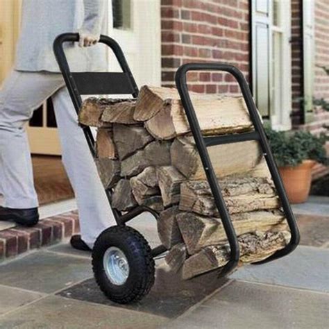 Inoutdoor Rolling Firewood Log Cart Wood Rack And Carrier With