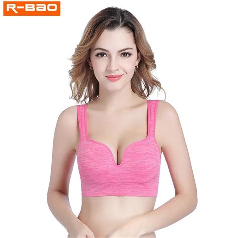 Women Push Up Sports Bra 3d Solid Top Sexy Deep V Gathered Seamless Vest Shockproof Yoga Fitness