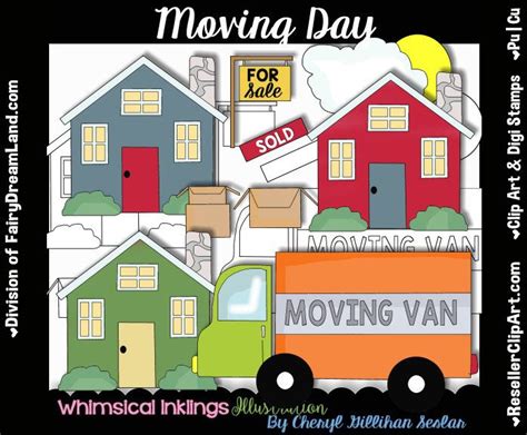 Moving Day Digital Clip Art And Black And White Image Set Etsy Clip