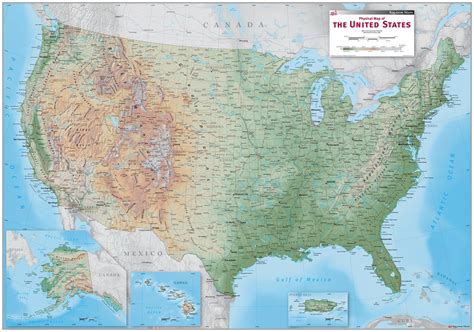 Usa Physical Wall Map