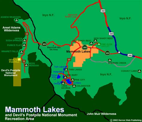 Mammoth Lakes Map Camping Guide Nevada Mammoth Lakes Yosemite Trip