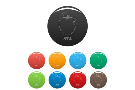 Apple Icons Set Color Vector By Anatolir56 Thehungryjpeg