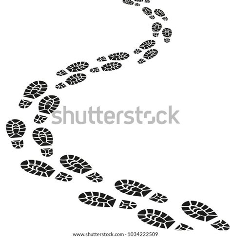 Black Footprints Silhouette Pathway Pattern Men Stock Vector Royalty