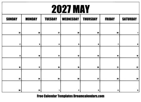 May 2027 Calendar Free Printable With Holidays And Observances