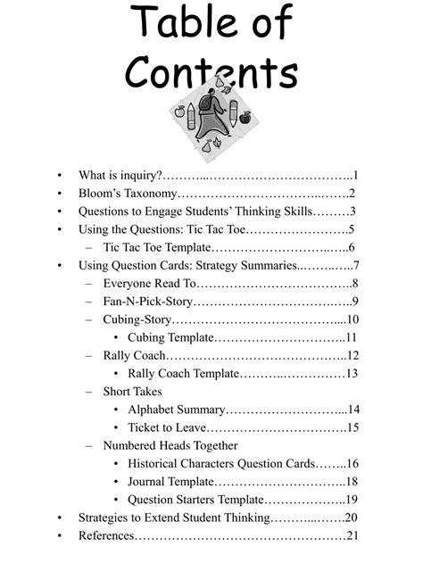 Mla Table Of Contents