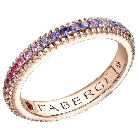 Fabergé Colours Of Love Rose Gold Rainbow Multicoloured Gemstone Set Fluted Ring For Sale At