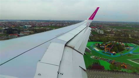 Wizz Air Airbus A321 Wing View Landing At Bucharest Otopeni Airport