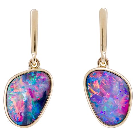 Doublet Opal Earrings In Ct Gold Gt Opal Copying Company Pty Ltd