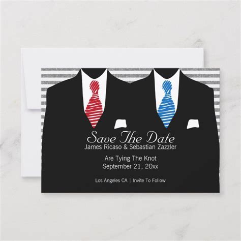 Personalised Mr Mr Same Sex Wedding Card Red Tie Suits Marriage My Xxx Hot Girl