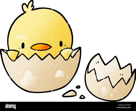 Cute Cartoon Chick Hatching From Egg Stock Vector Image And Art Alamy