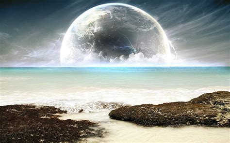 Ocean Outer Space Planets Beaches Hd Wallpaper Pxfuel