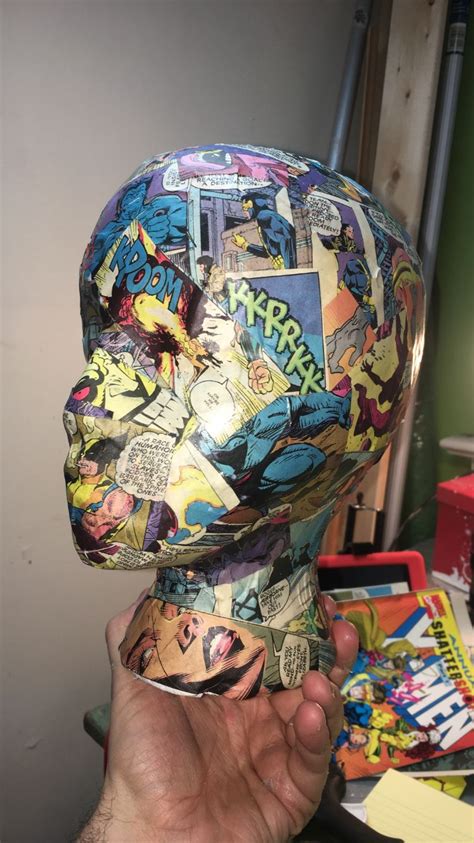 Comic Book Covered Mannequin Display Head Mannequin Art Styrofoam