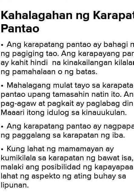 Ano Anu Ang Mga Karapatang Pantaoano Anu Ang Mga Kahalagahan Nito