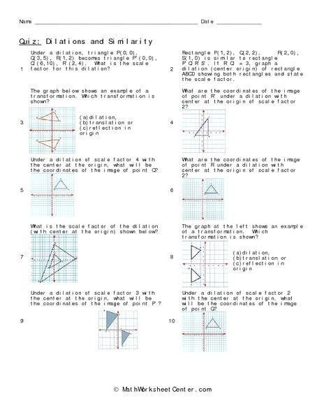 Mw ni n ct o' p name: Dilations Translations Worksheet Answers Dilations and ...