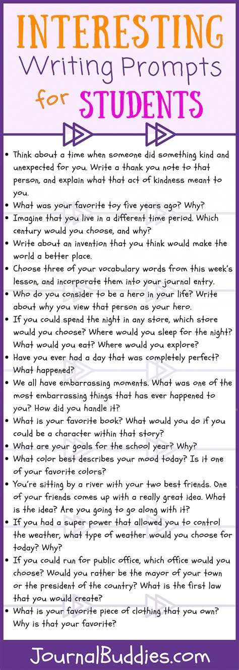 20 Interesting Writing Prompts For Students •