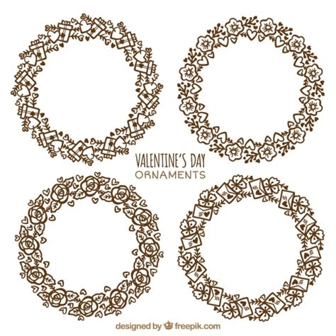 Free Vector Pack Of Hand Drawn Floral Wreaths