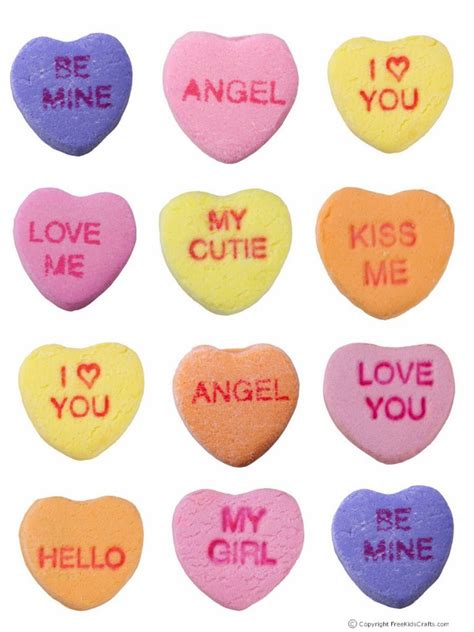 Printable Candy Hearts