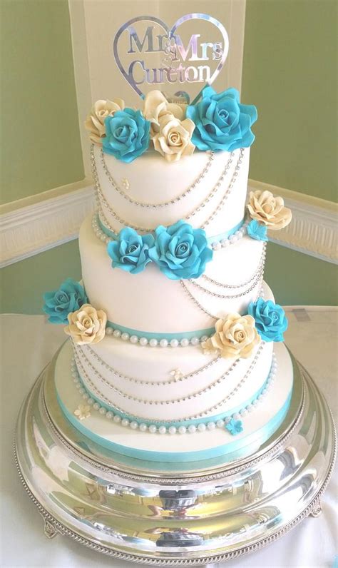 Aqua Elegance Wedding Cake Decorated Cake By Mike525 Cakesdecor