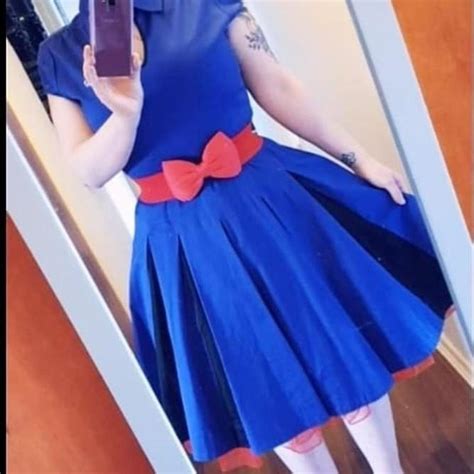 Blue 50s Style Swing Dress Worn Once Without Belt Depop