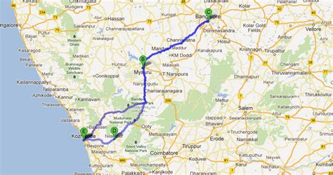 Click to open a kerala map showing road distance. Travel Through Kerala: Route map: From Calicut to Bangalore in two different routes | Forest ...