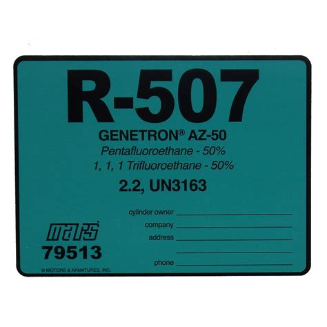 R 507 Refrigerant Label Each Airstar Solutions