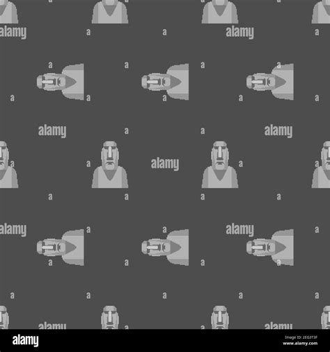 Moai Pixel Art Pattern Seamless Easter Island Idol 8 Bit Background