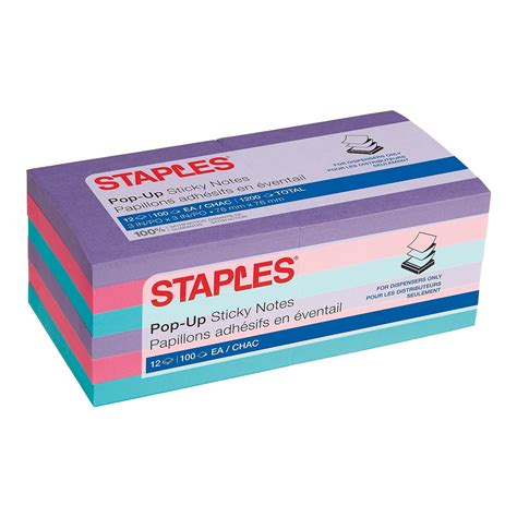 Staples Stickies Standard Notes 3 X 3 Assorted 100 Shpad 12 Padspk