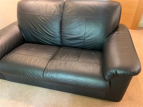 Leather 2 Seater Ikea Sofa Black Used For 12 Months In Crowthorne