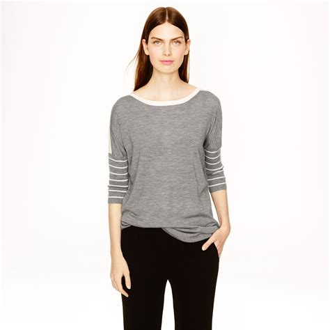 Jcrew Collection Cashmere Drapey Boatneck Sweater In Stripe In Gray