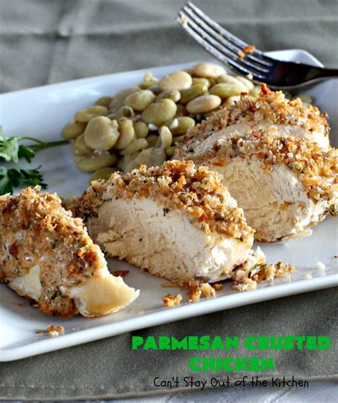 To make cheesy sour cream chicken sprinkle a little bit of shredded cheddar, mozzarella, or parmesan cheese over the chicken when you take it out of the oven. Parmesan Crusted Chicken - Can't Stay Out of the Kitchen