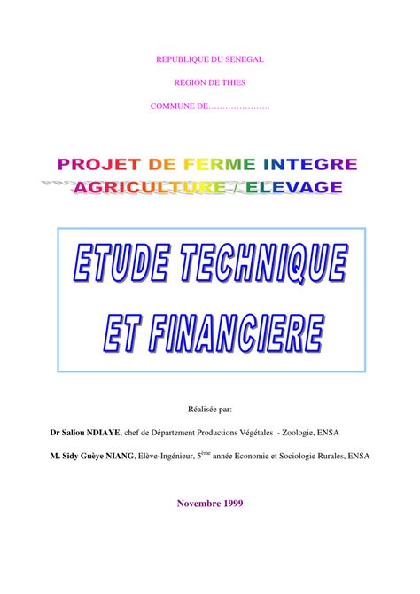 (PDF) Projet de ferme intégrée, Agriculture  élevage  Étude technique