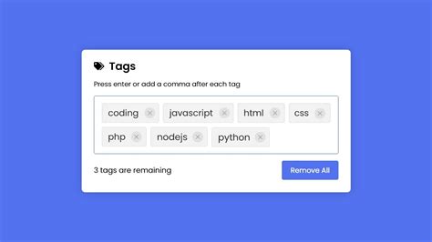 Add Tags Input Box In HTML CSS JavaScript Tags Input In JavaScript YouTube