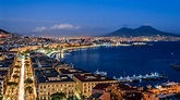 italy, Napoli, Vesuvius, Car, Boat, Dusk, Lights, Sea, Sky, Clouds ...