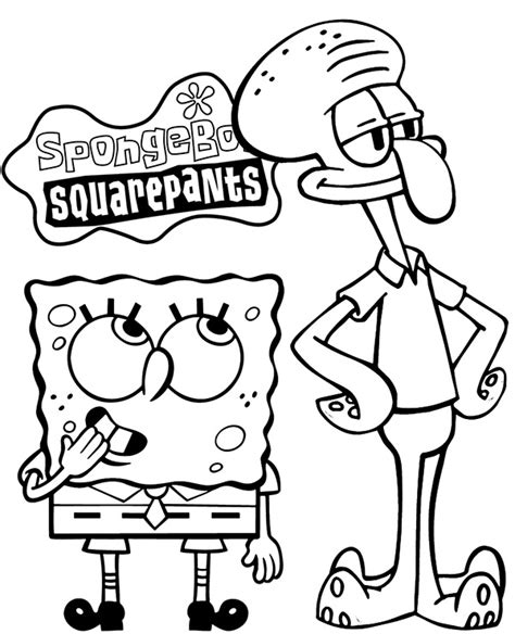 Spongebob i Skalmar Obłynos kolorowanka malowanka